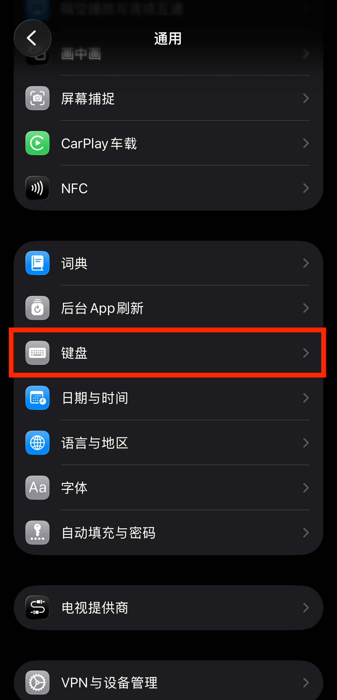苹果 - 通用设置